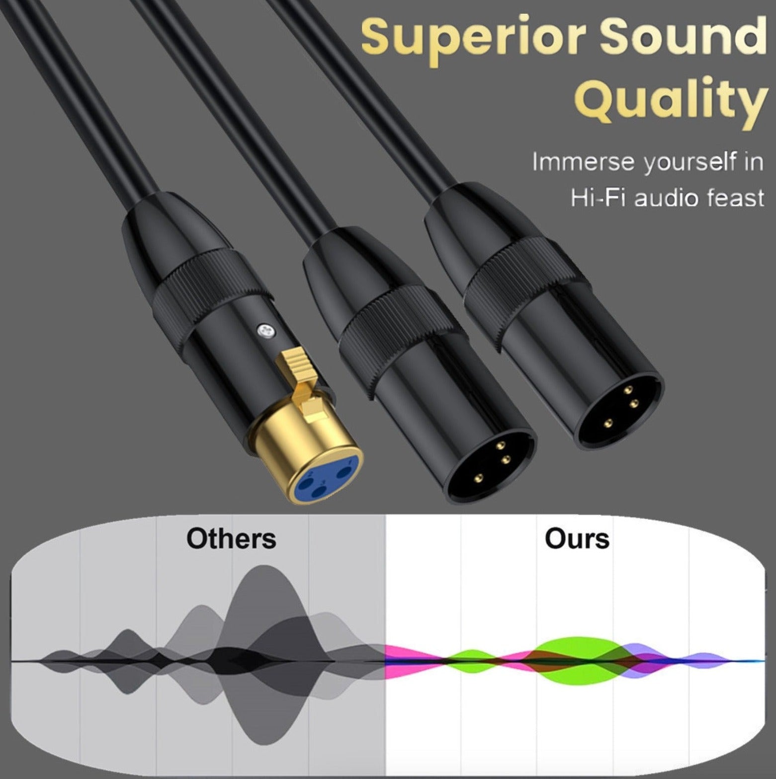 Balanced 1 to 2 XLR patch microphone lead