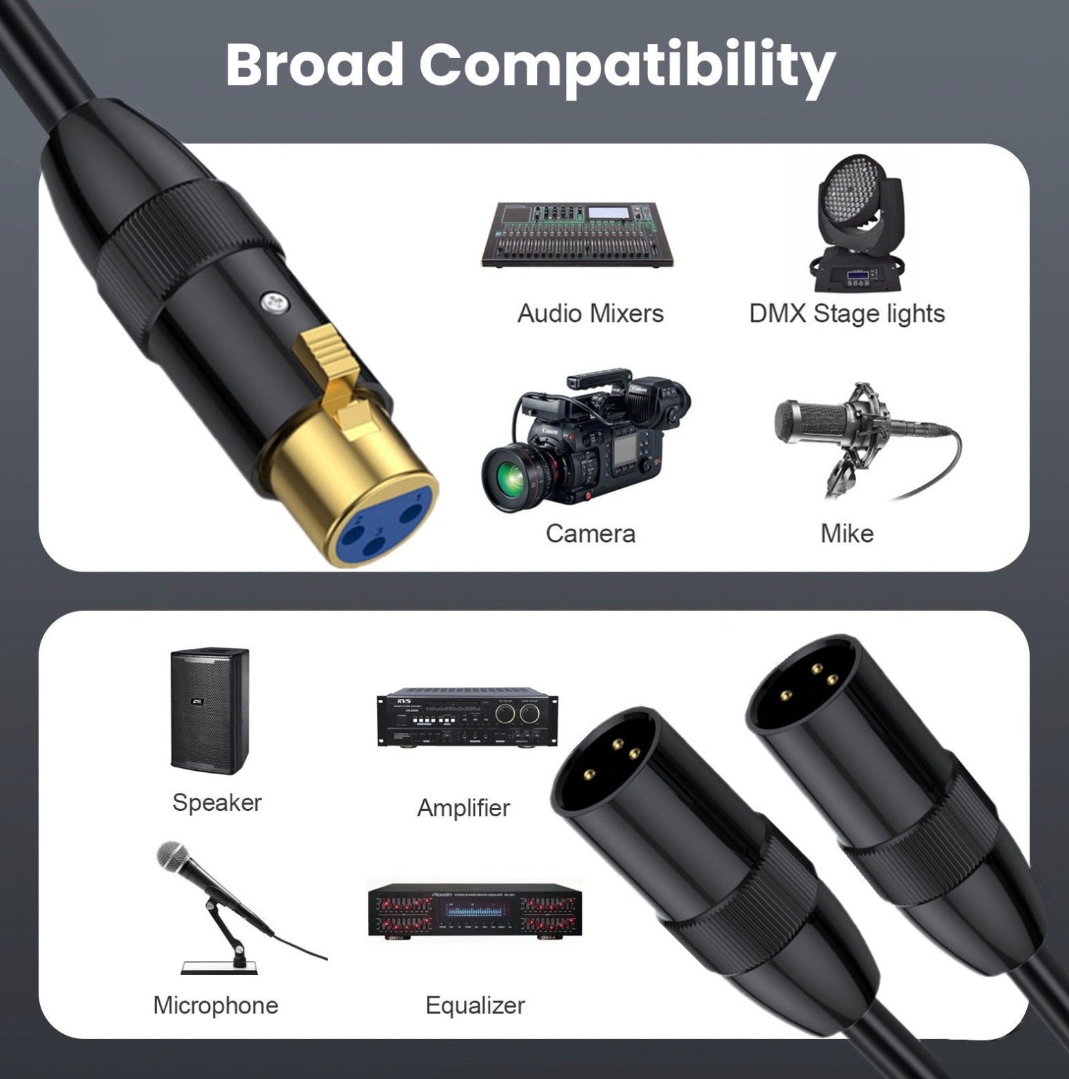 XLR female to dual XLR male Y splitter cable