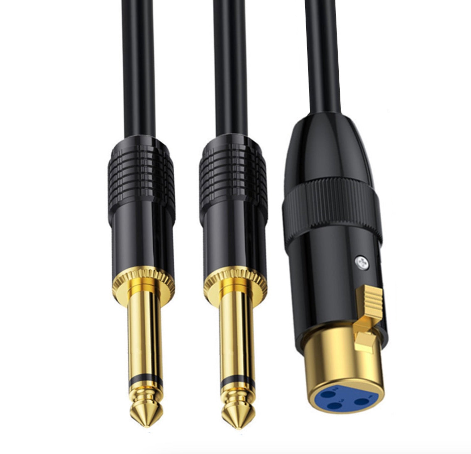 XLR 3 pin female to dual 6.35mm TS mono male Y splitter cable