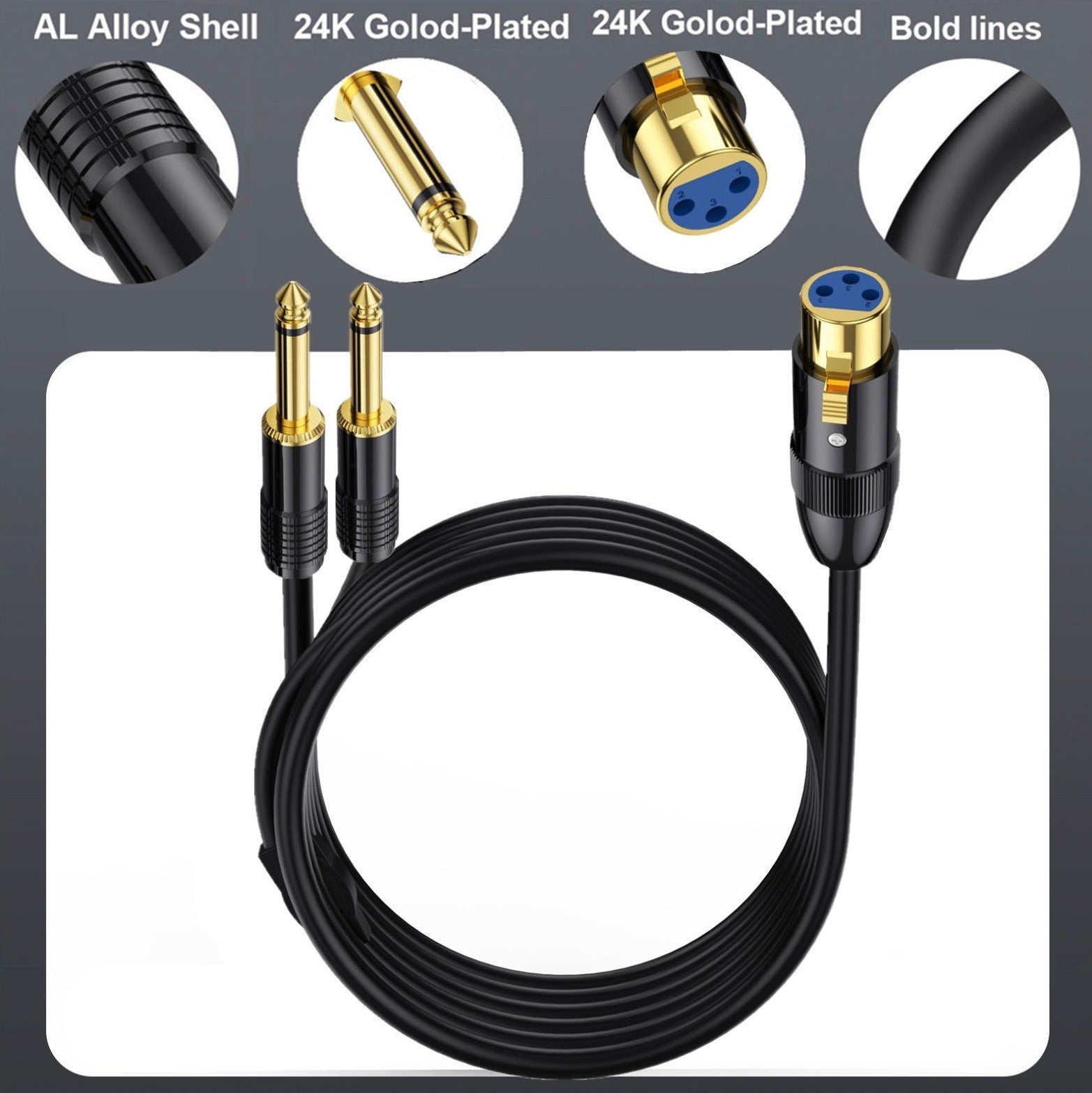 Professional XLR to 1/4 inch TS Y cable black