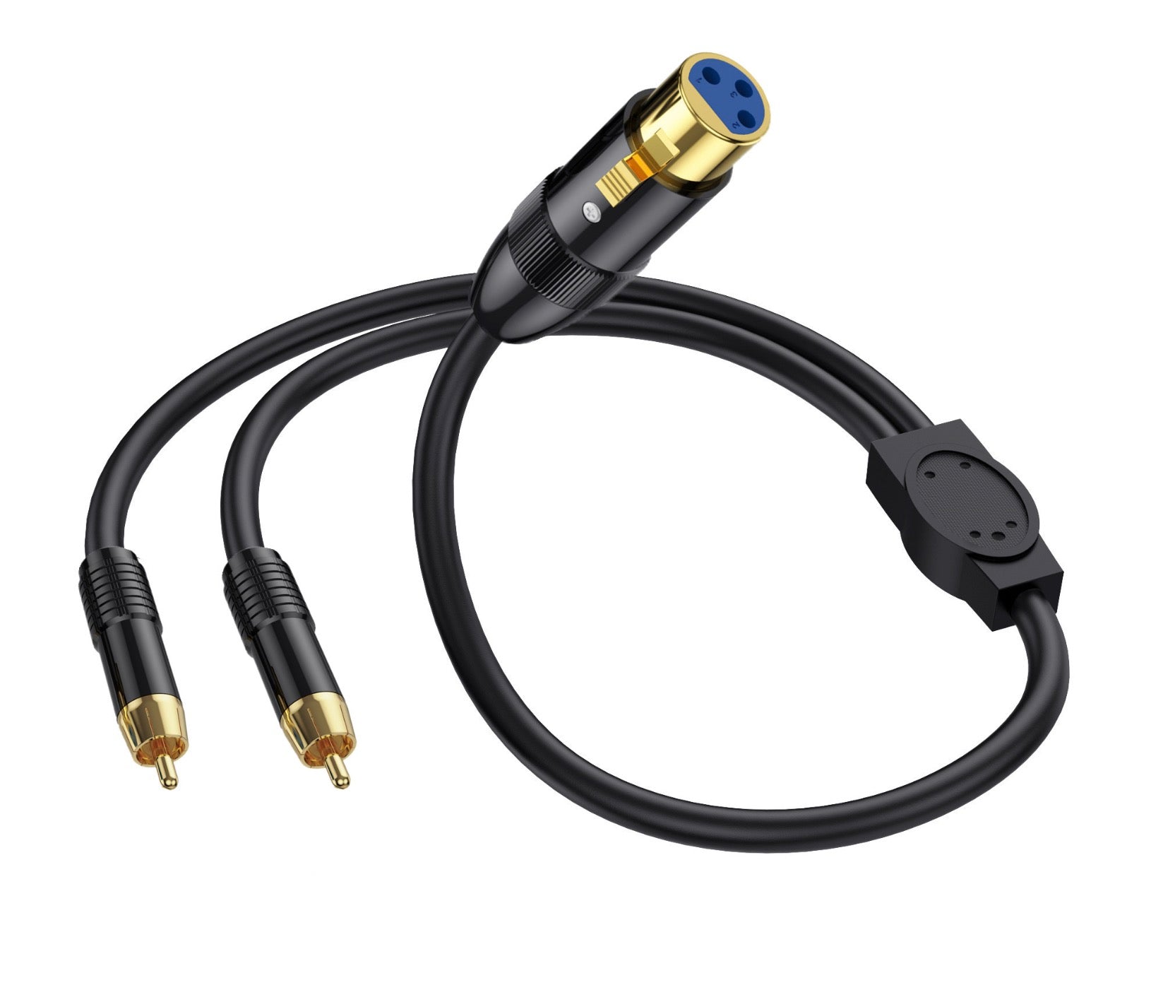 XLR to two RCA phono plugs audio adapter lead