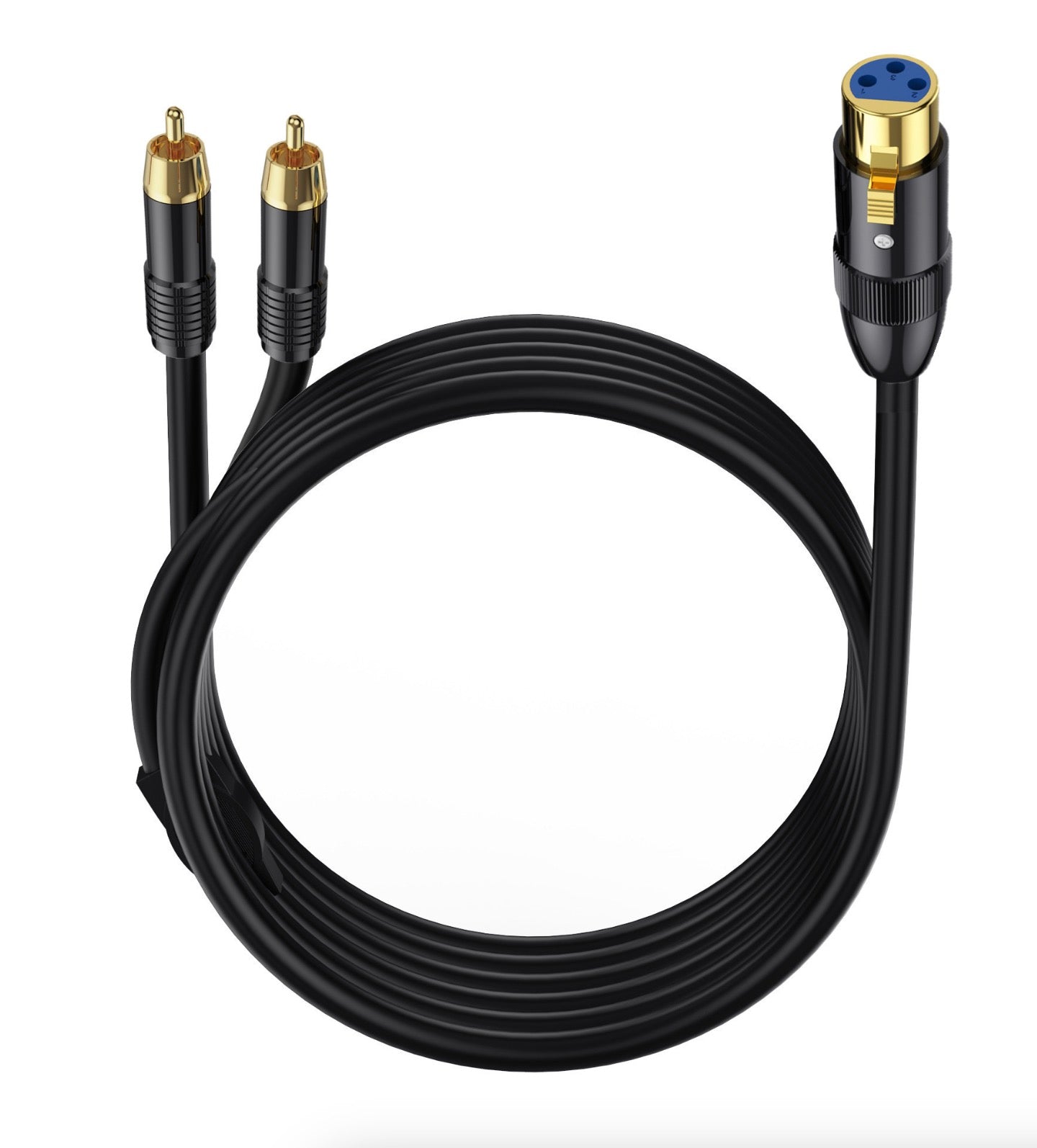 XLR 3 pin female to dual RCA male Y splitter cable