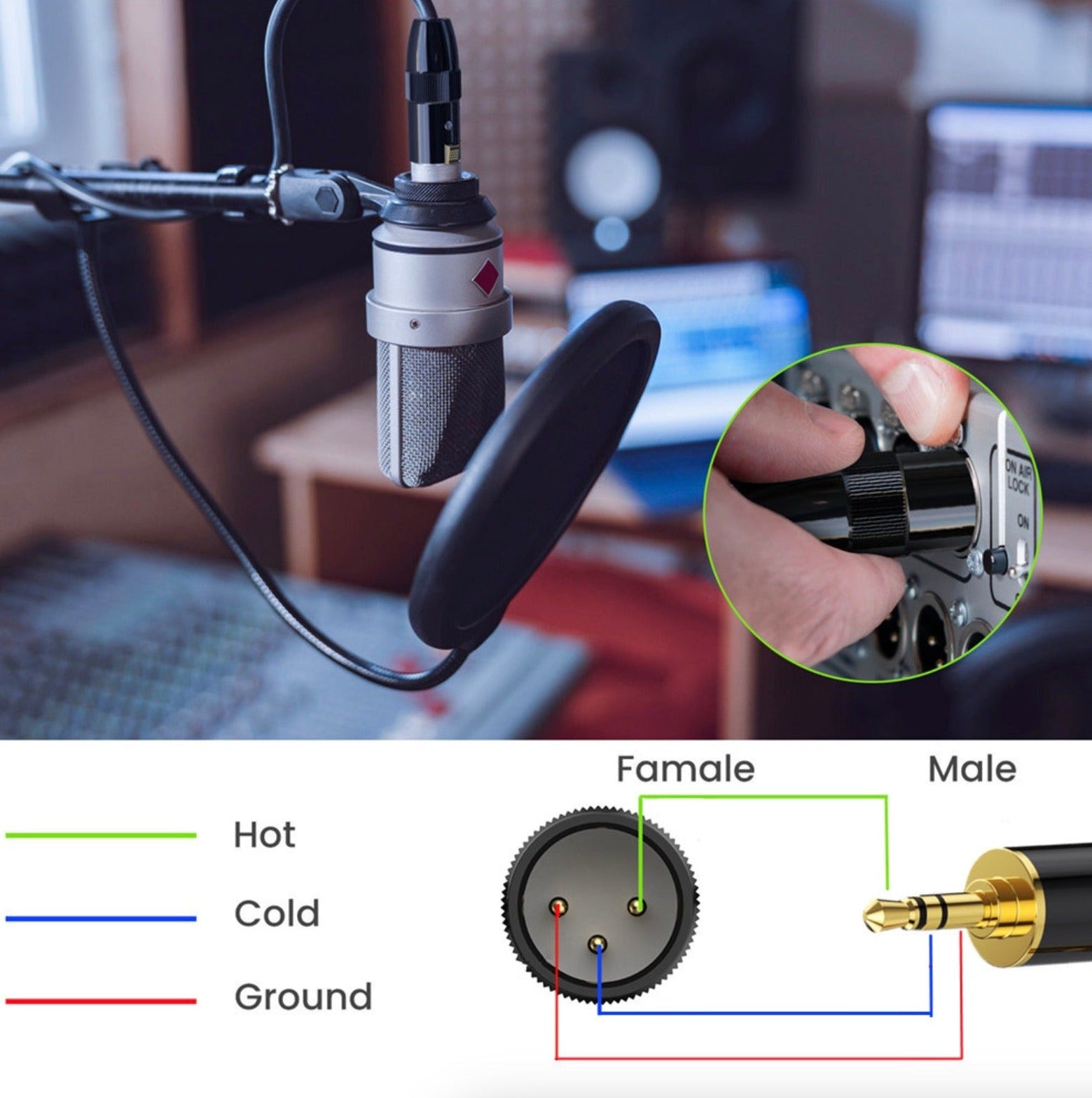 Professional XLR to 3.5mm audio cable black