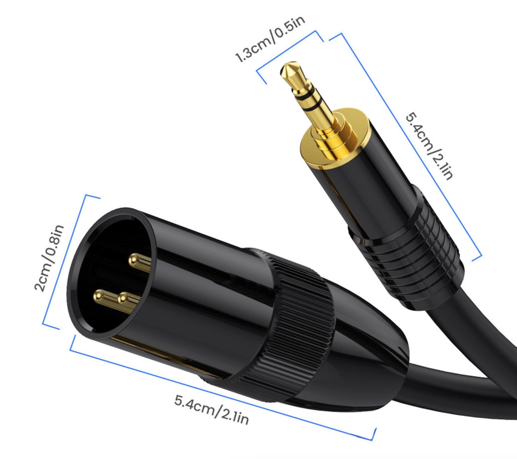 Balanced XLR male to 1/8 inch stereo mini jack lead