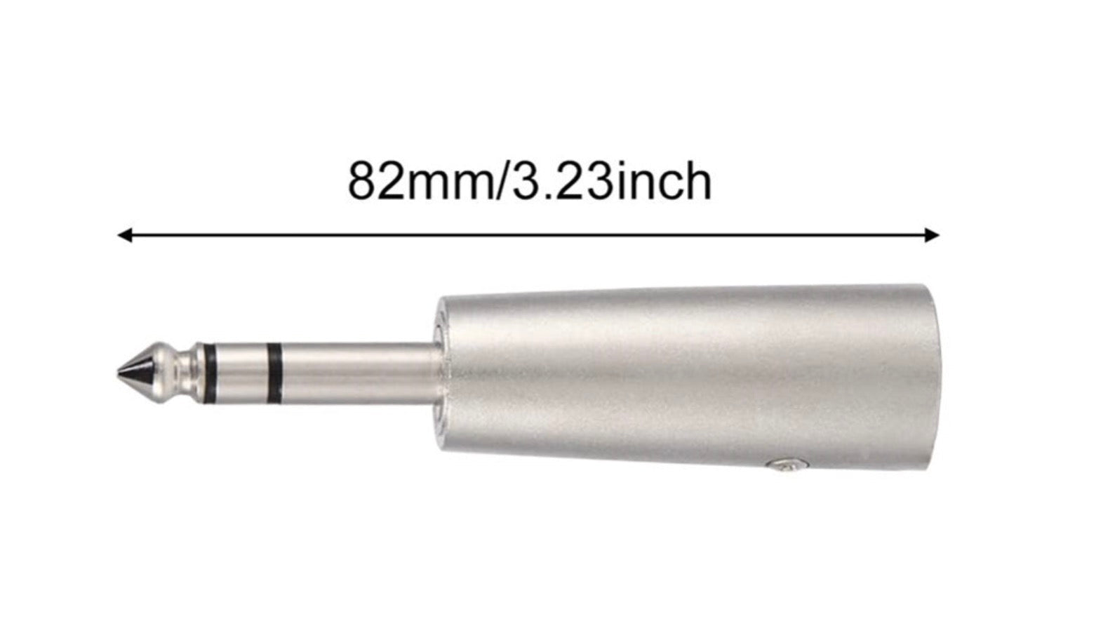 Silver cylindrical object with measurement label on a white background