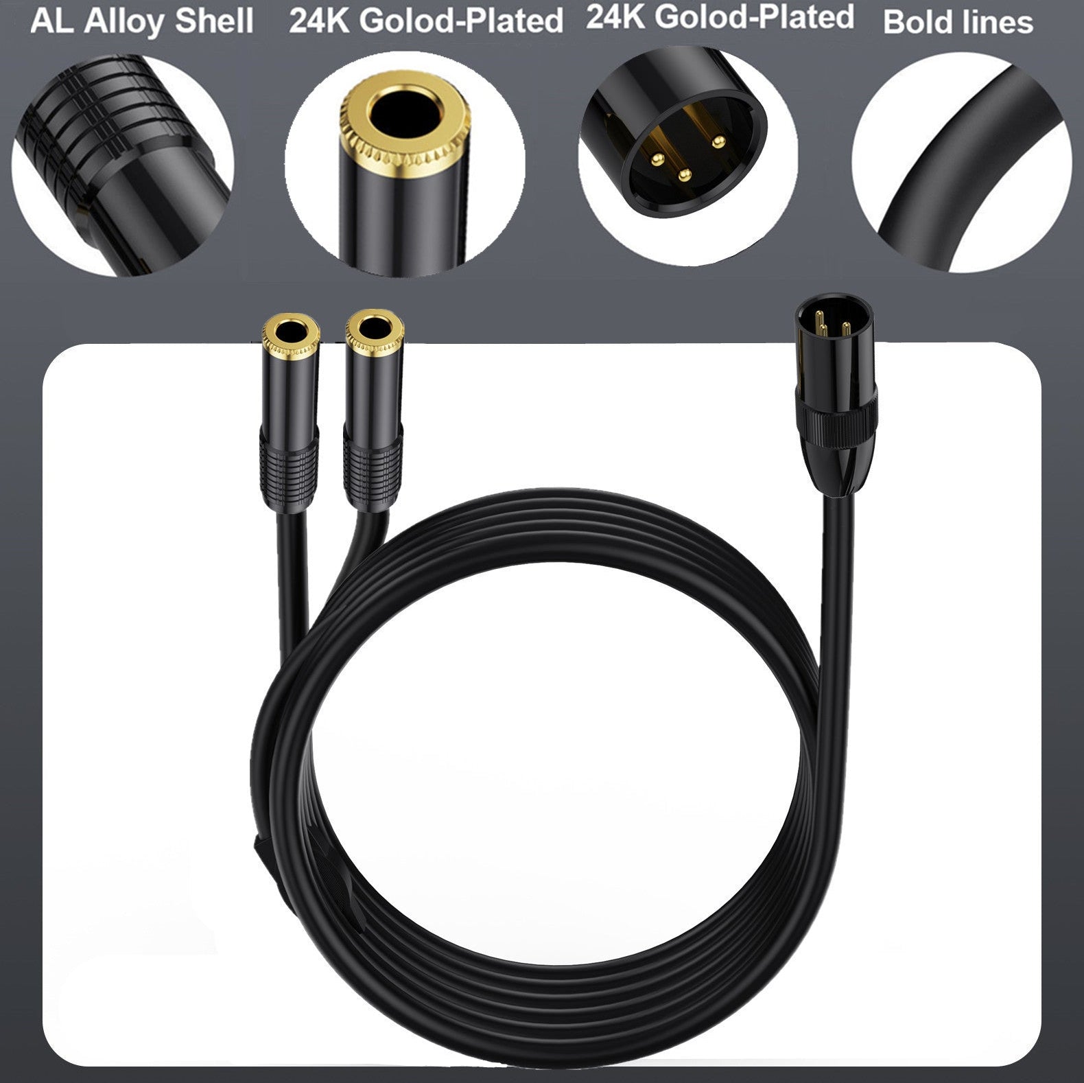 Professional XLR male to dual TRS female Y cable