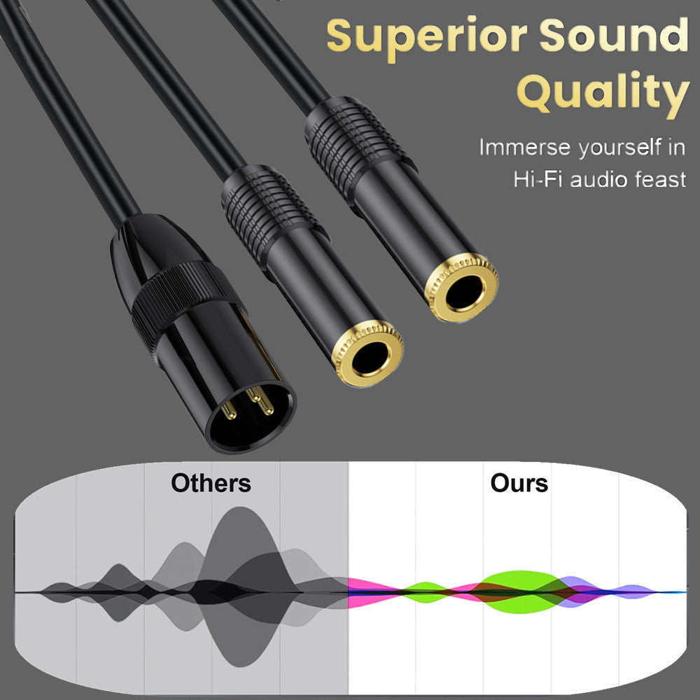 XLR male to dual 6.35mm TRS female audio splitter cable