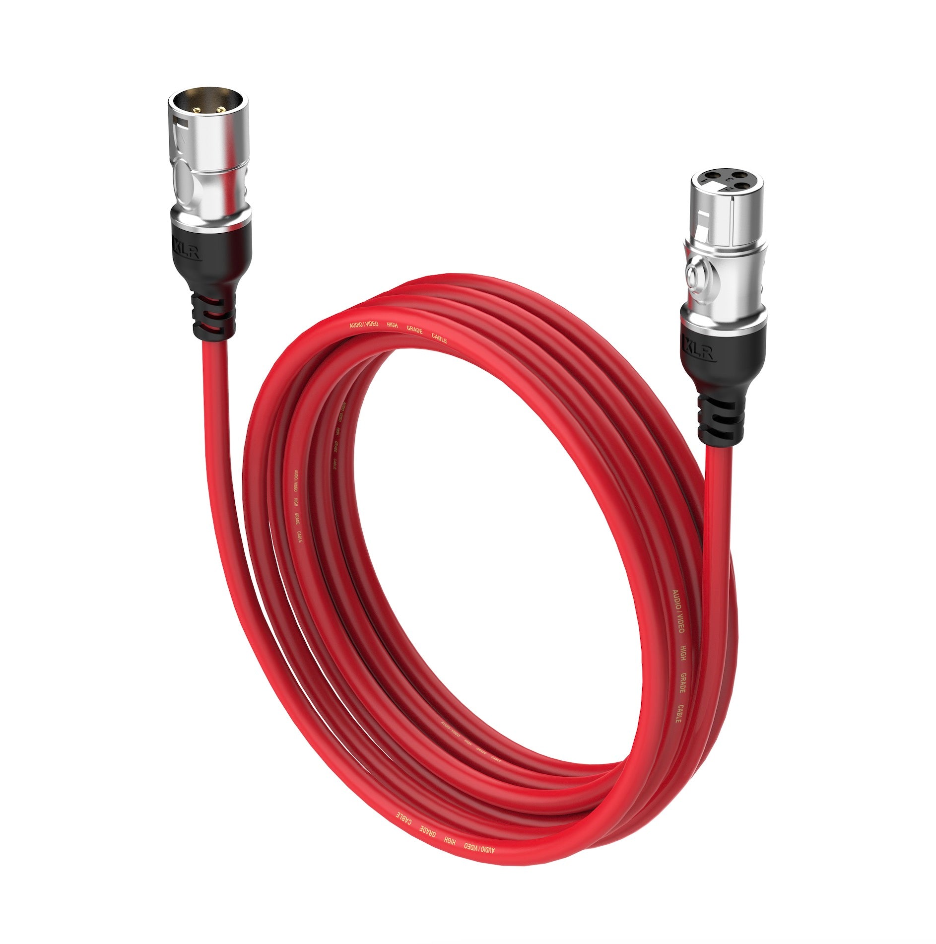 Red XLR male to female balanced microphone cable for mixer, amplifier and live music recording
