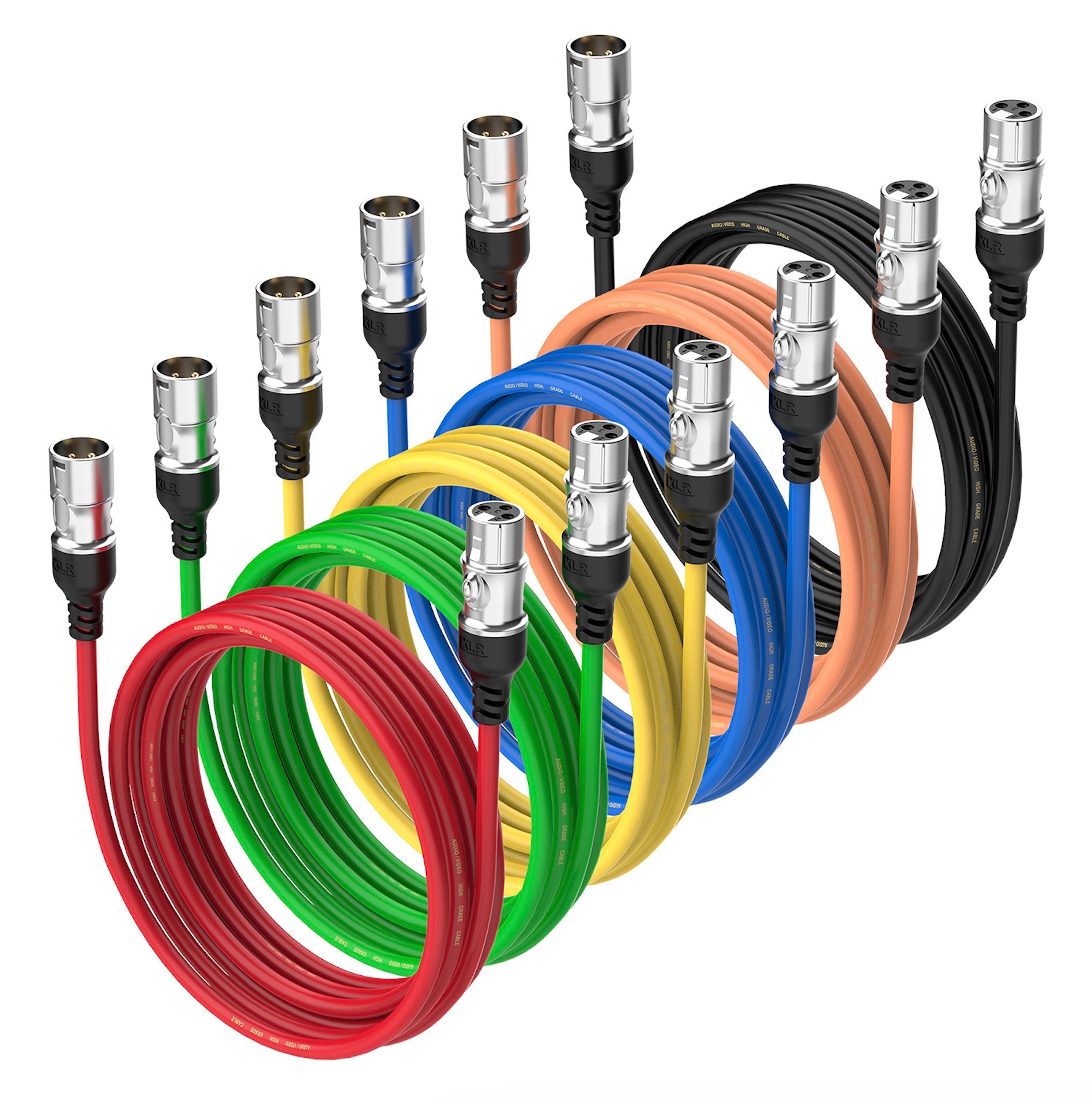 Red XLR male to female balanced microphone cable for mixer, amplifier and live music recording