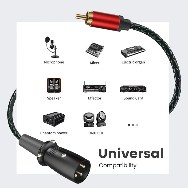 XLR Male to RCA Male Audio Cable – 3 Pin XLR to RCA Plug Stereo Adapter Connector