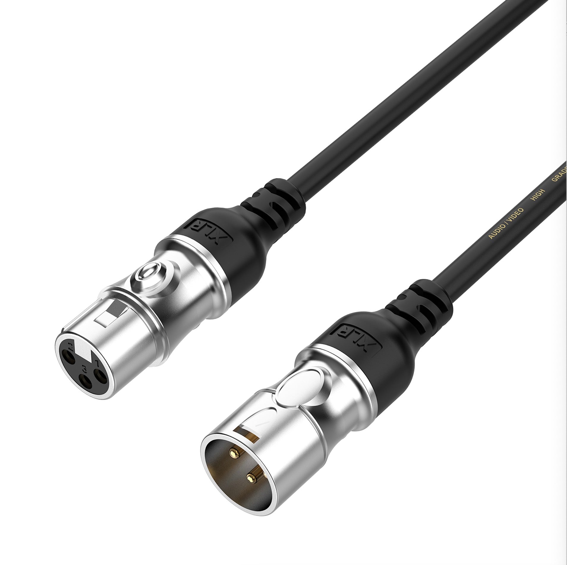Balanced 3-pin XLR male to female microphone cable for mixer, recording studio and live sound systems
