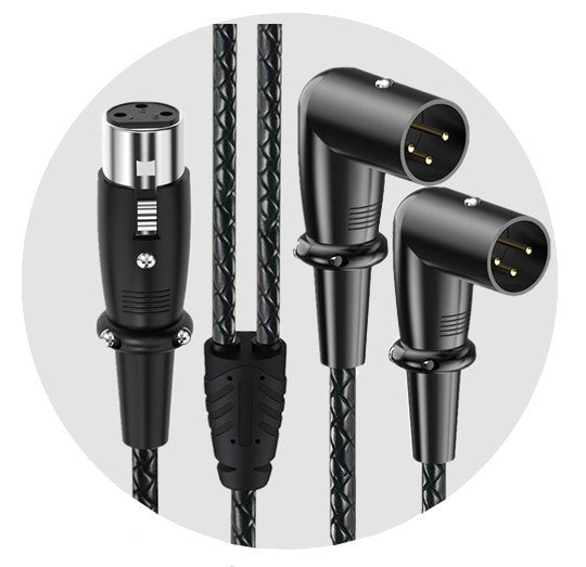 XLR Splitter Cable – 3 Pin XLR Female to Dual XLR Male Right Angle Y Lead 0.5m