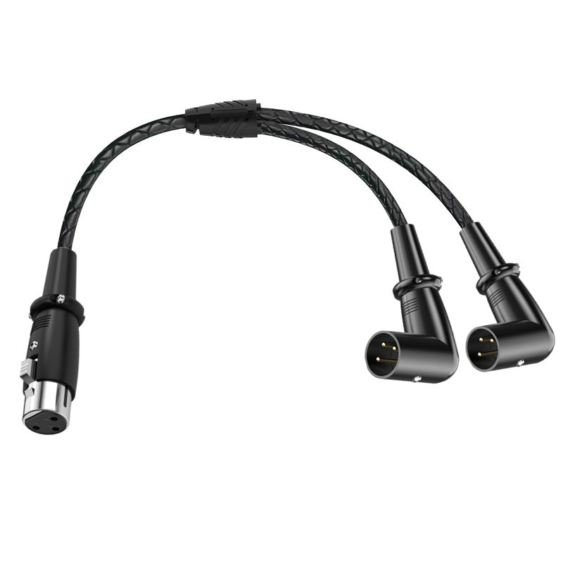 XLR Splitter Cable – 3 Pin XLR Female to Dual XLR Male Right Angle Y Lead 0.5m