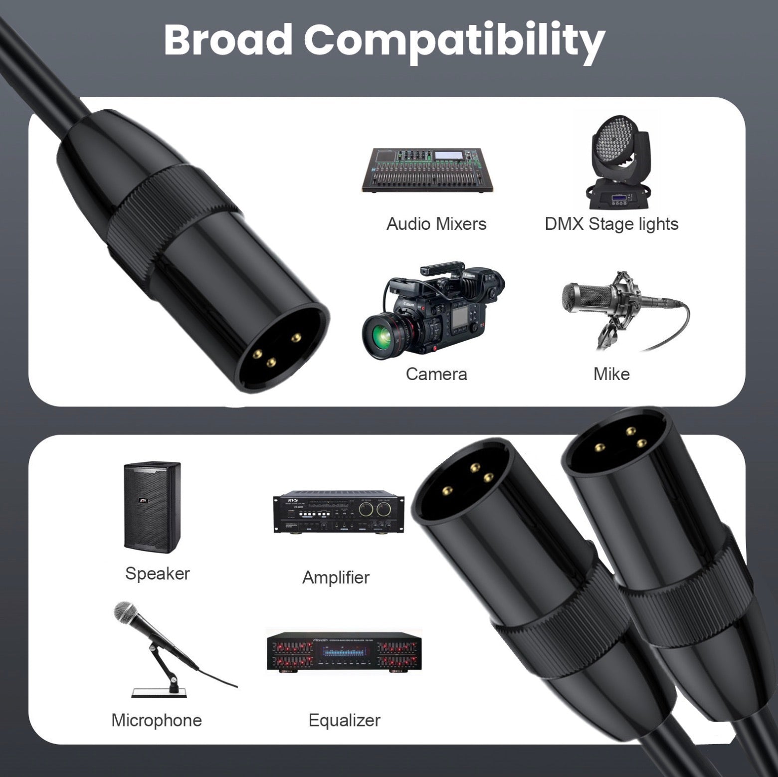 Professional XLR Y splitter extension cable black