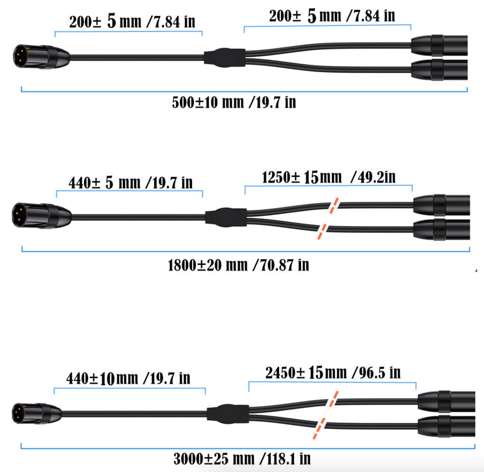 Balanced XLR male to two XLR male audio lead