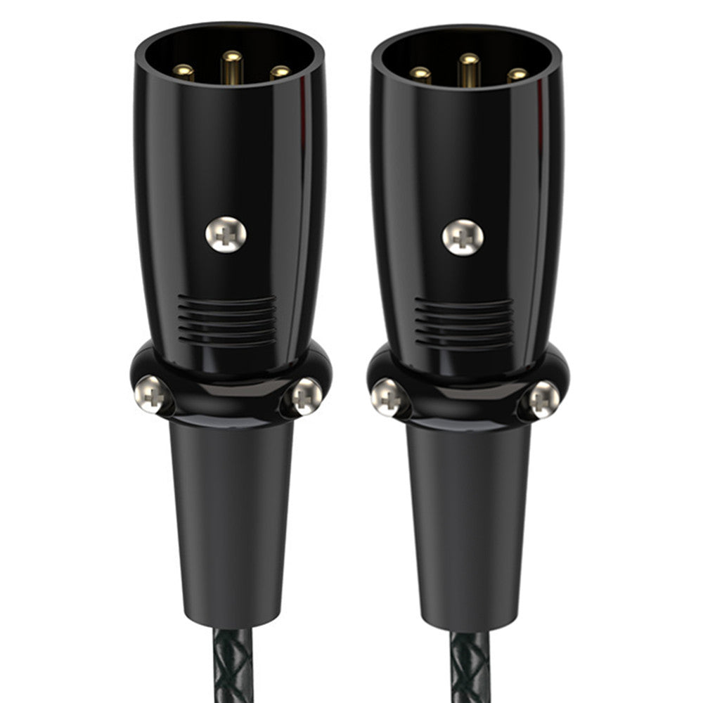 XLR male to male 3-pin balanced microphone cable with black shielded jacket for studio, mixer and PA systems