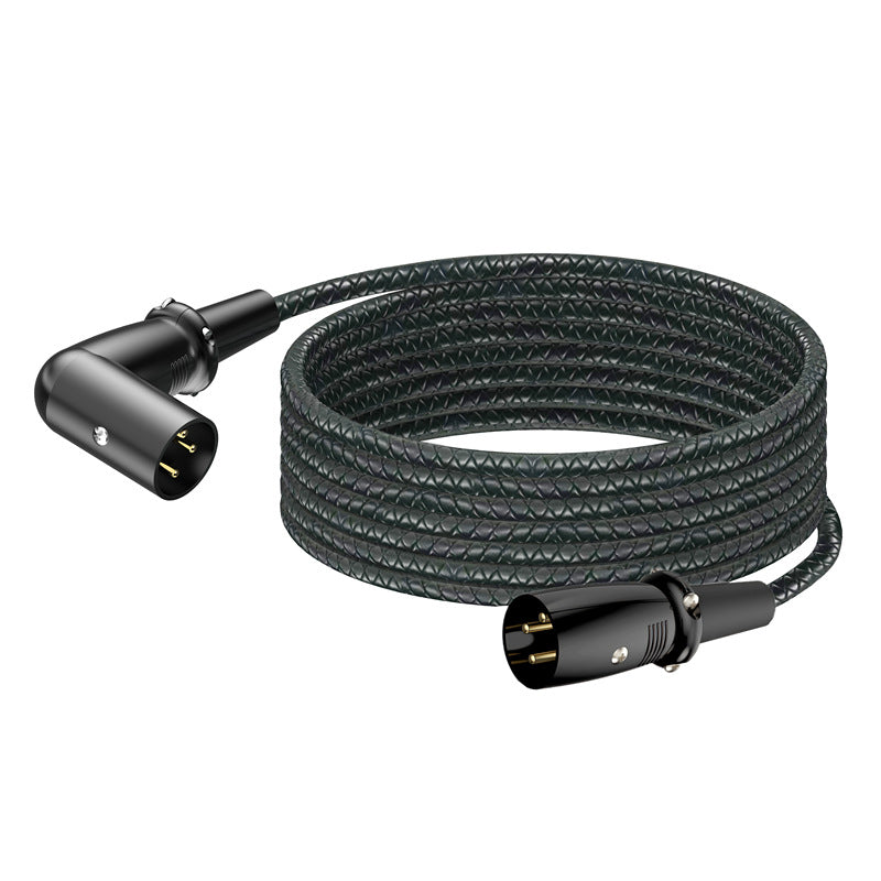 XLR male to male 3-pin balanced microphone cable with right-angle and straight connectors for studio 