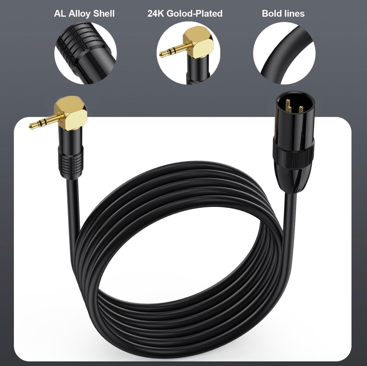 Right angle 3.5mm jack to XLR male connector