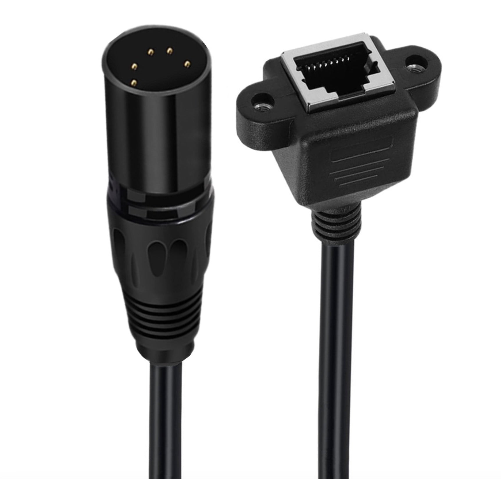 XLR 5 pin male to RJ45 female DMX Ethernet panel mount extension adapter