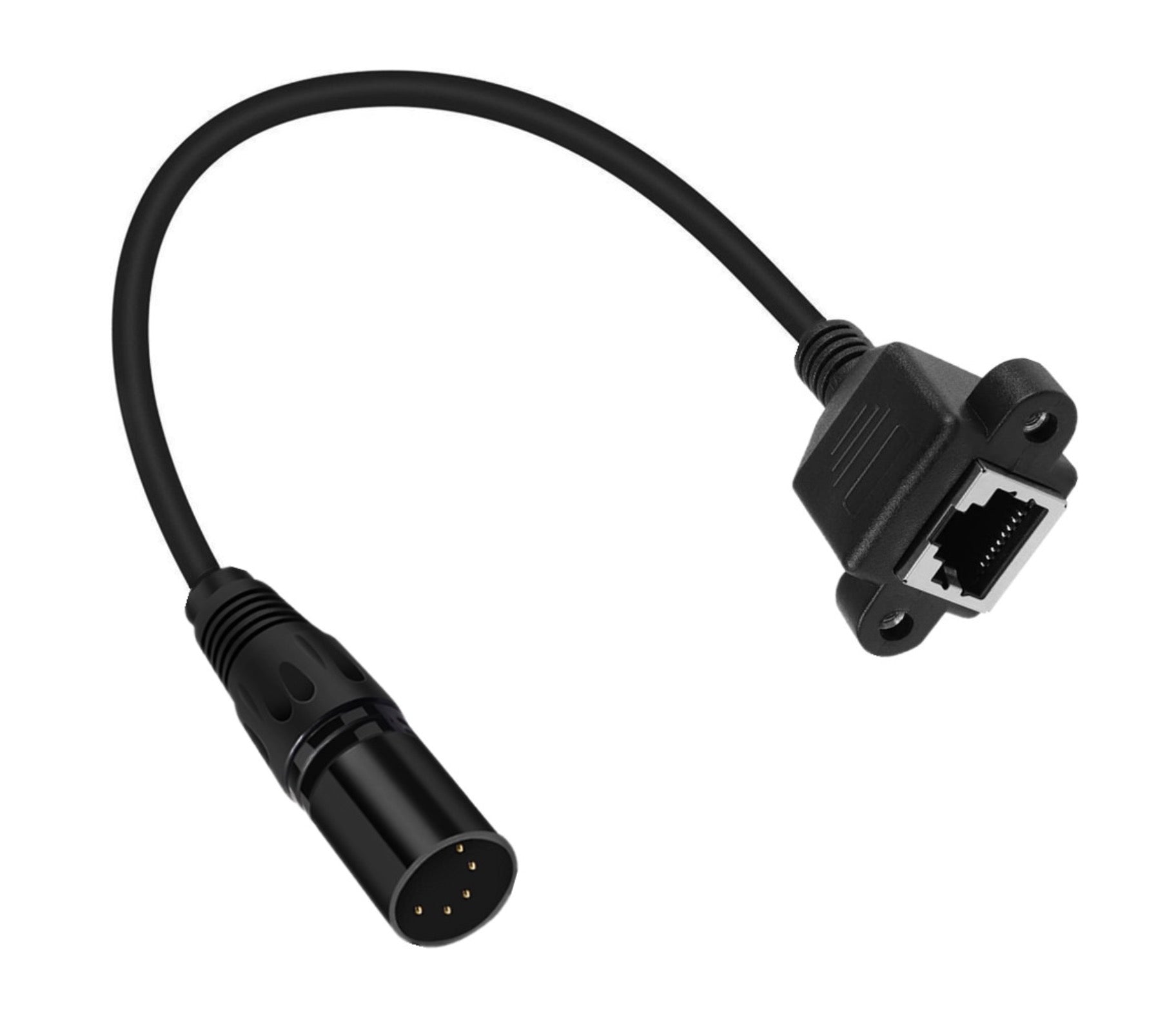 XLR 5 pin male to RJ45 female DMX Ethernet panel mount extension adapter