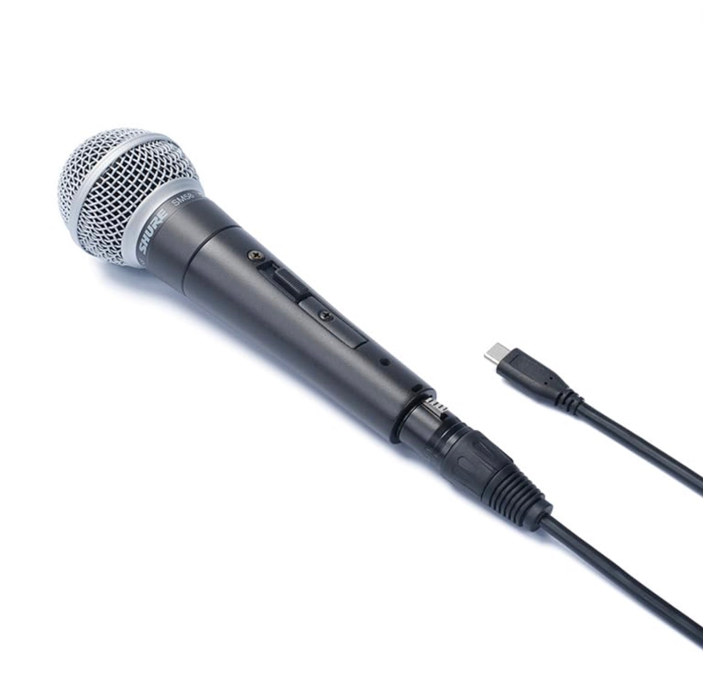Microphone with USB cable on a white background