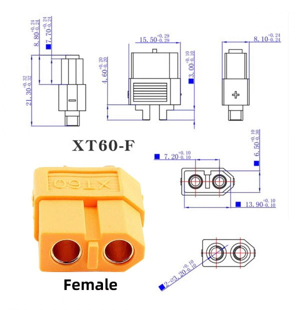 XT60 SC100 protocol 5.5x2.5mm DC male connector