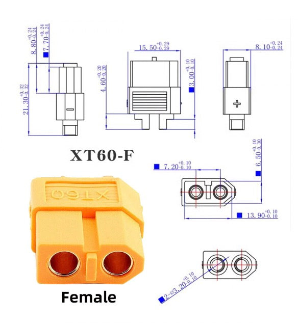 RC LiPo XT60 female to 7.4x5.0mm male connector