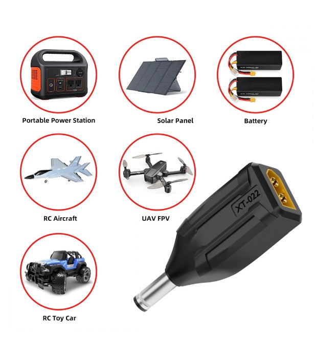 XT60 male LiPo battery to DC 5.5x2.1mm adapter