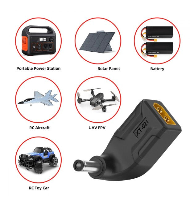 RC LiPo XT60 male to DC 5.5x2.1mm connector
