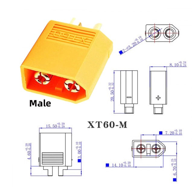 FPV drone XT60 male angled DC power adapter