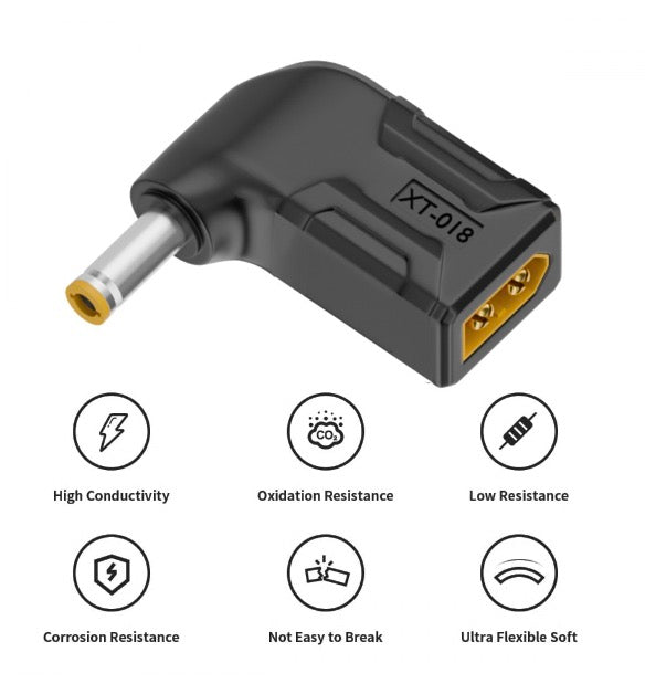 XT60 male horizontal DC 5.5x2.5mm charging adapter