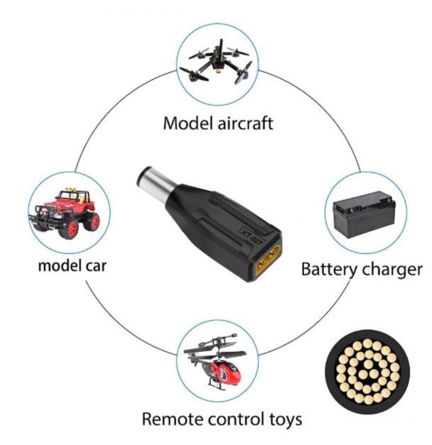 XT60 male LiPo battery to 7.4x5.0mm power adapter