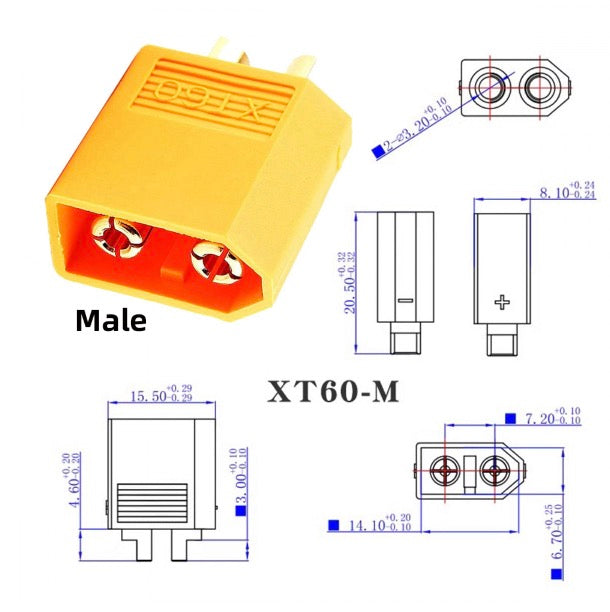 XT60 SC100 protocol 7.4x5.0mm male DC connector