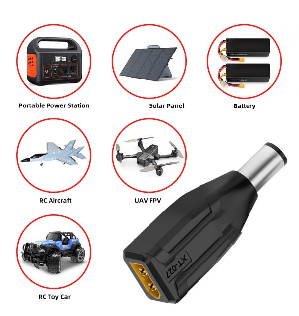 XT60 male to DC 7.4x5.0mm male fast charging adapter