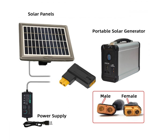 XT60 male to XT60 female angled horizontal fast charging adapter