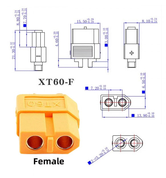 XT60 SC100 protocol to 5.5x2.1mm DC barrel adapter