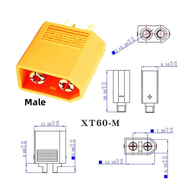 SC100 XT60 male to DC 7.9x5.4mm adapter