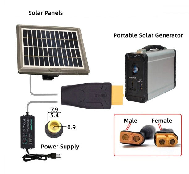 XT60 female to DC 7.9x5.4mm female fast charging adapter