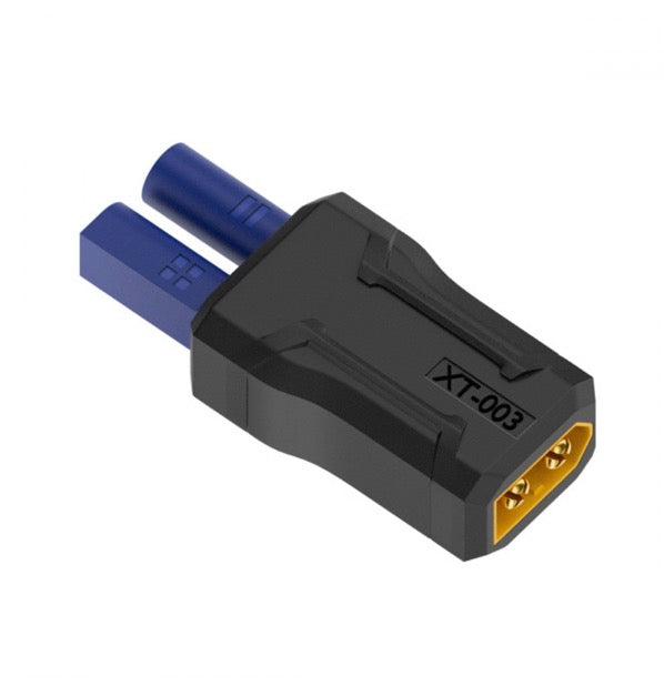 A black XT60 Male to EC5 Male Fast Charging Adapter with blue accents on the connectors.