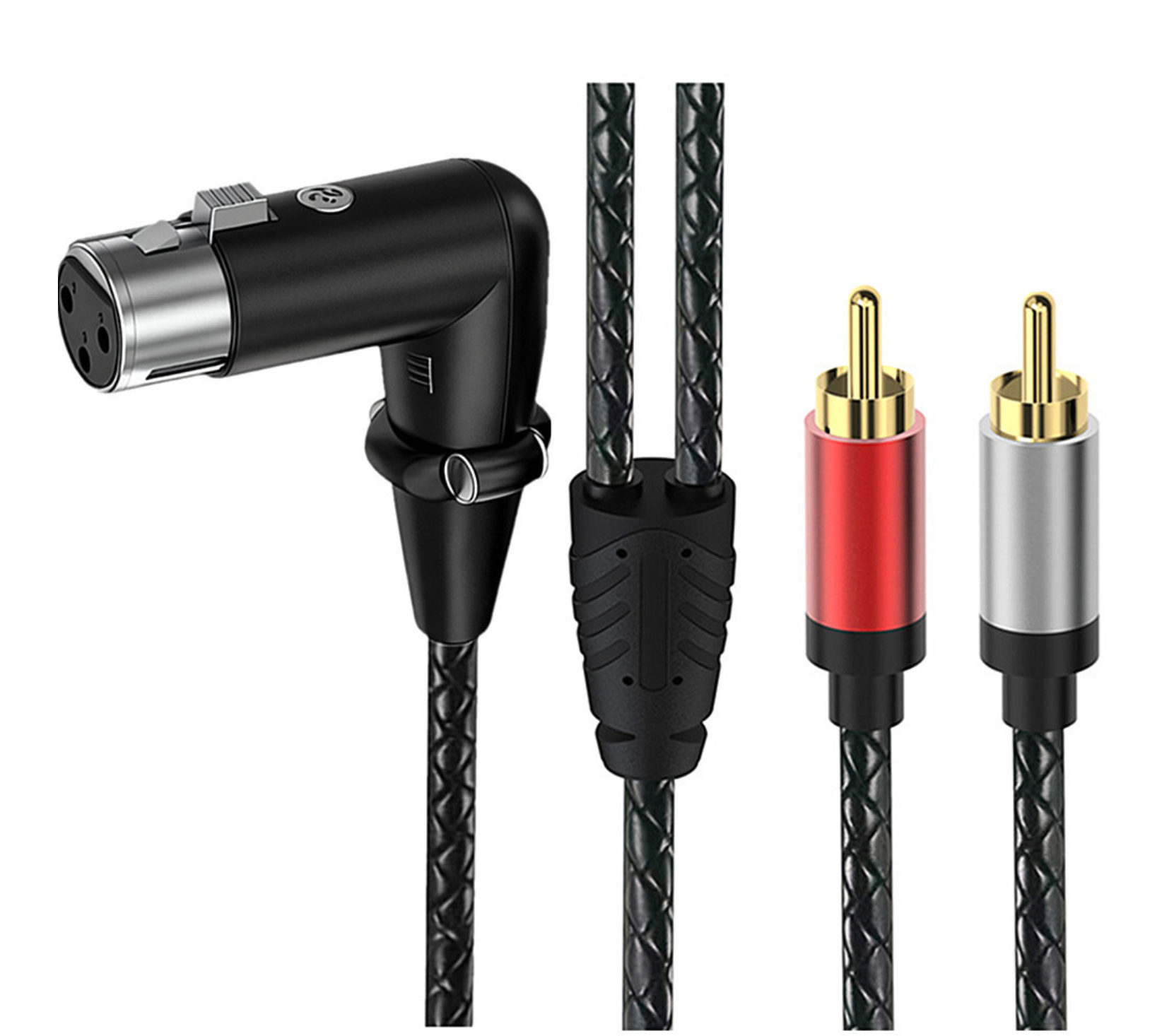 XLR Angled Female to Dual RCA Male Y Splitter Cable – 3 Pin XLR to 2 RCA Stereo Audio Adapter