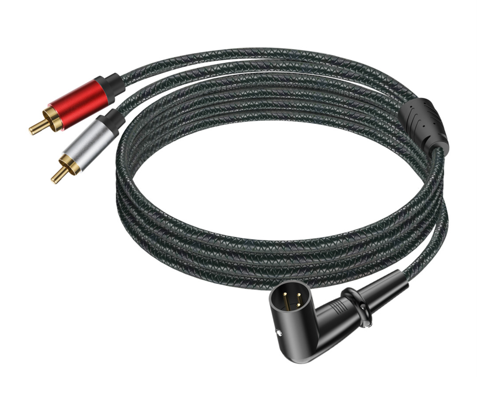XLR Angled Male to Dual RCA Male Y Splitter Cable – 3 Pin XLR to 2 RCA Stereo Audio Adapter for Mic, Mixer & Amplifier