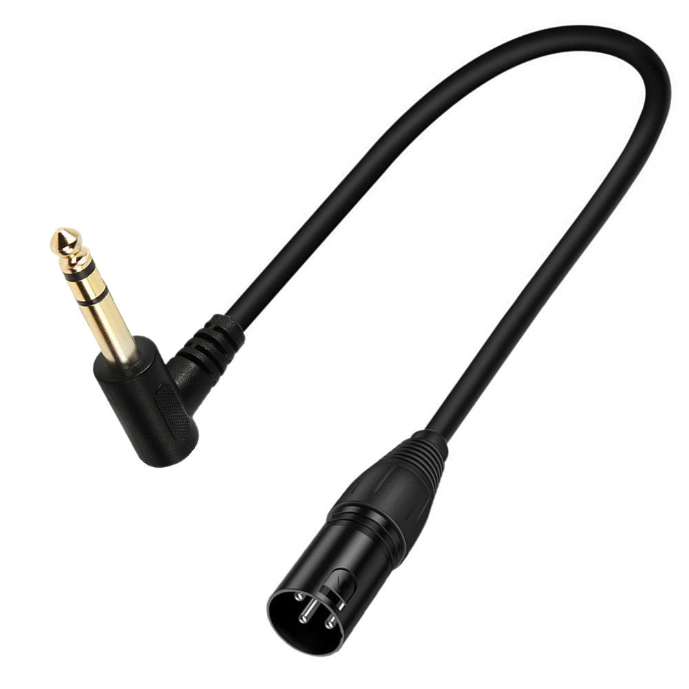 Overview of the angled 6.35mm TRS to XLR male audio cable