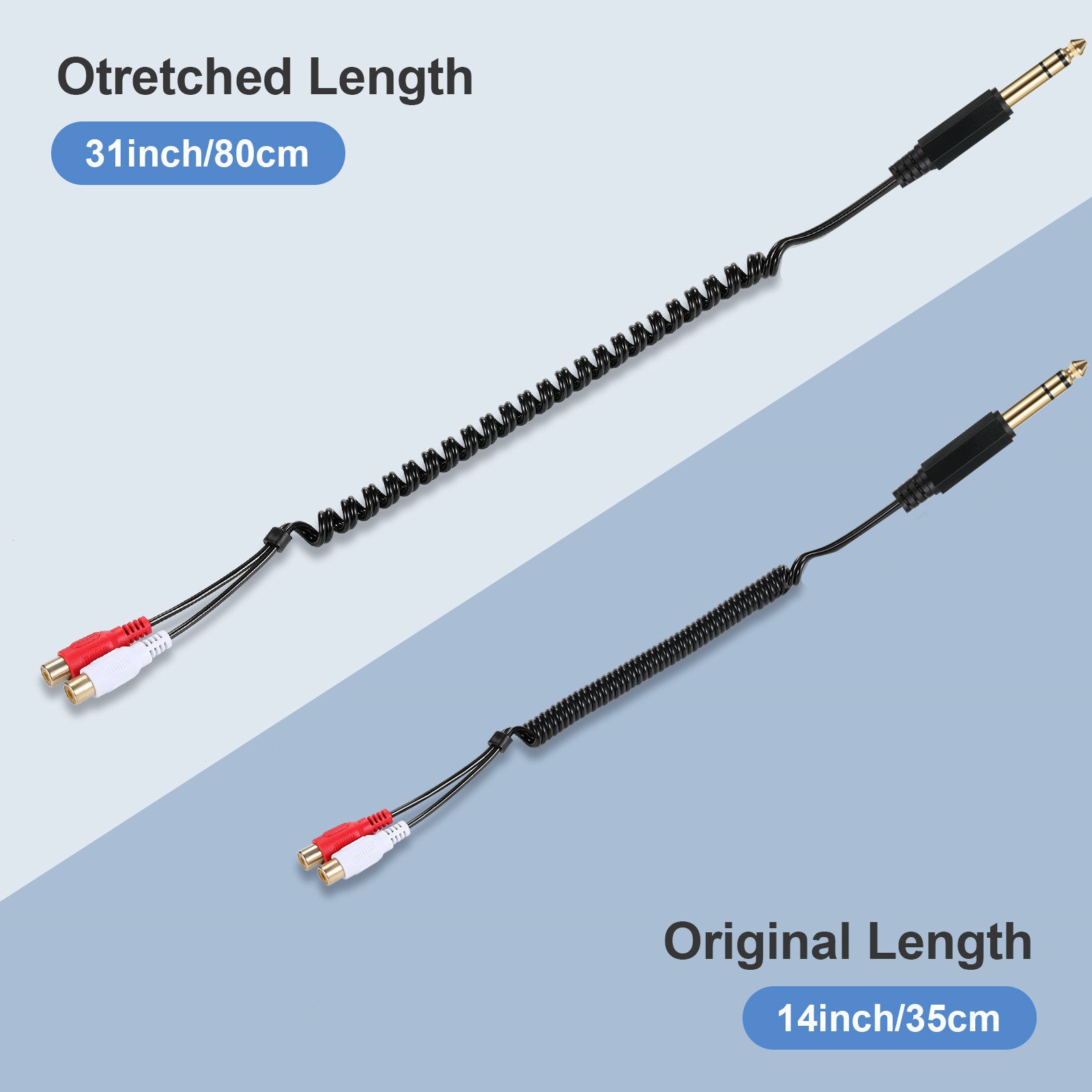 6.35mm to RCA cable connected to audio equipment