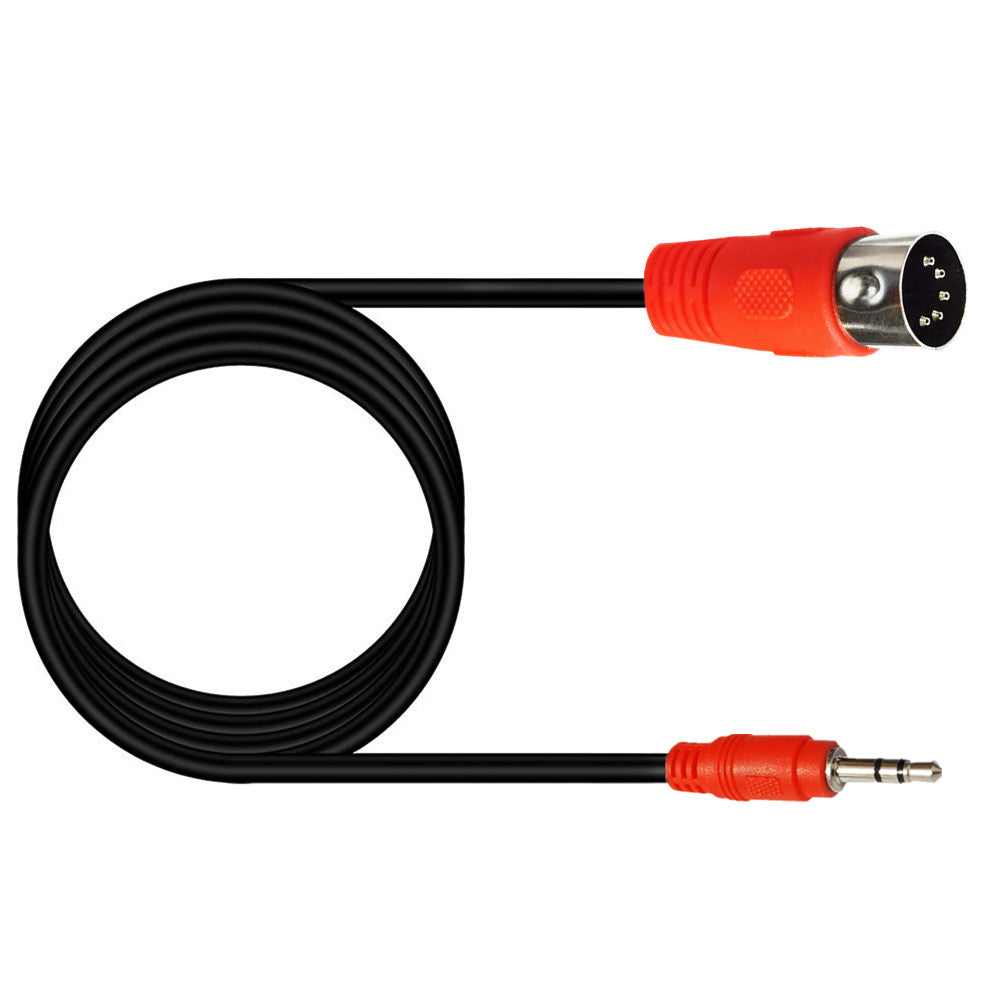 DIN to 3.5mm cable connected to audio system