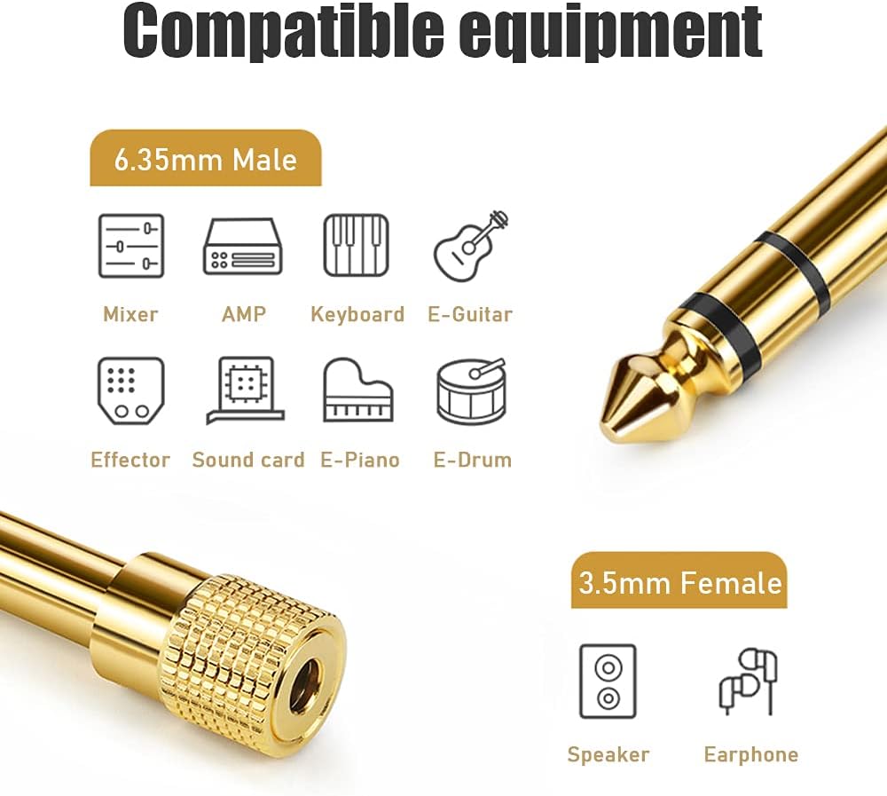 compact 6.35mm to 3.5mm audio jack adapter