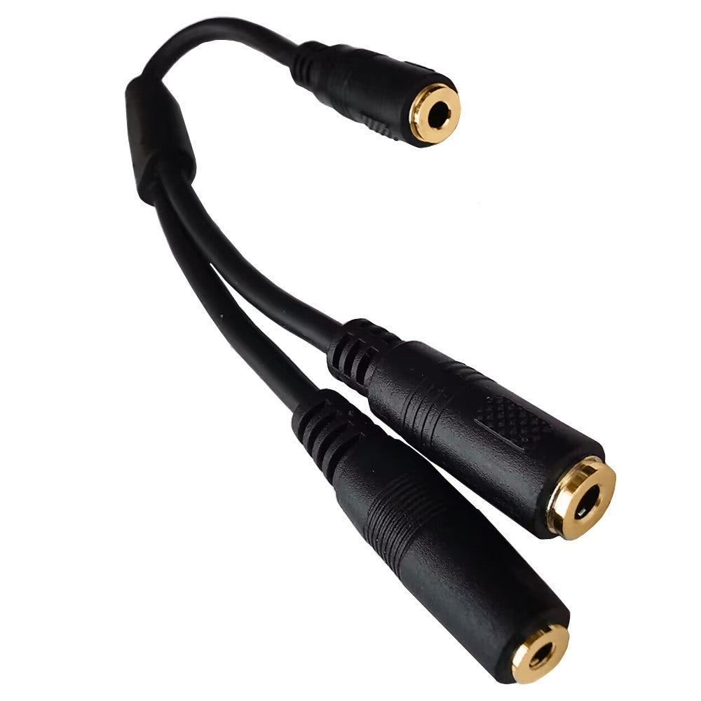 Overview of the 3.5mm to 3.5mm and 2.5mm audio Y splitter adapter