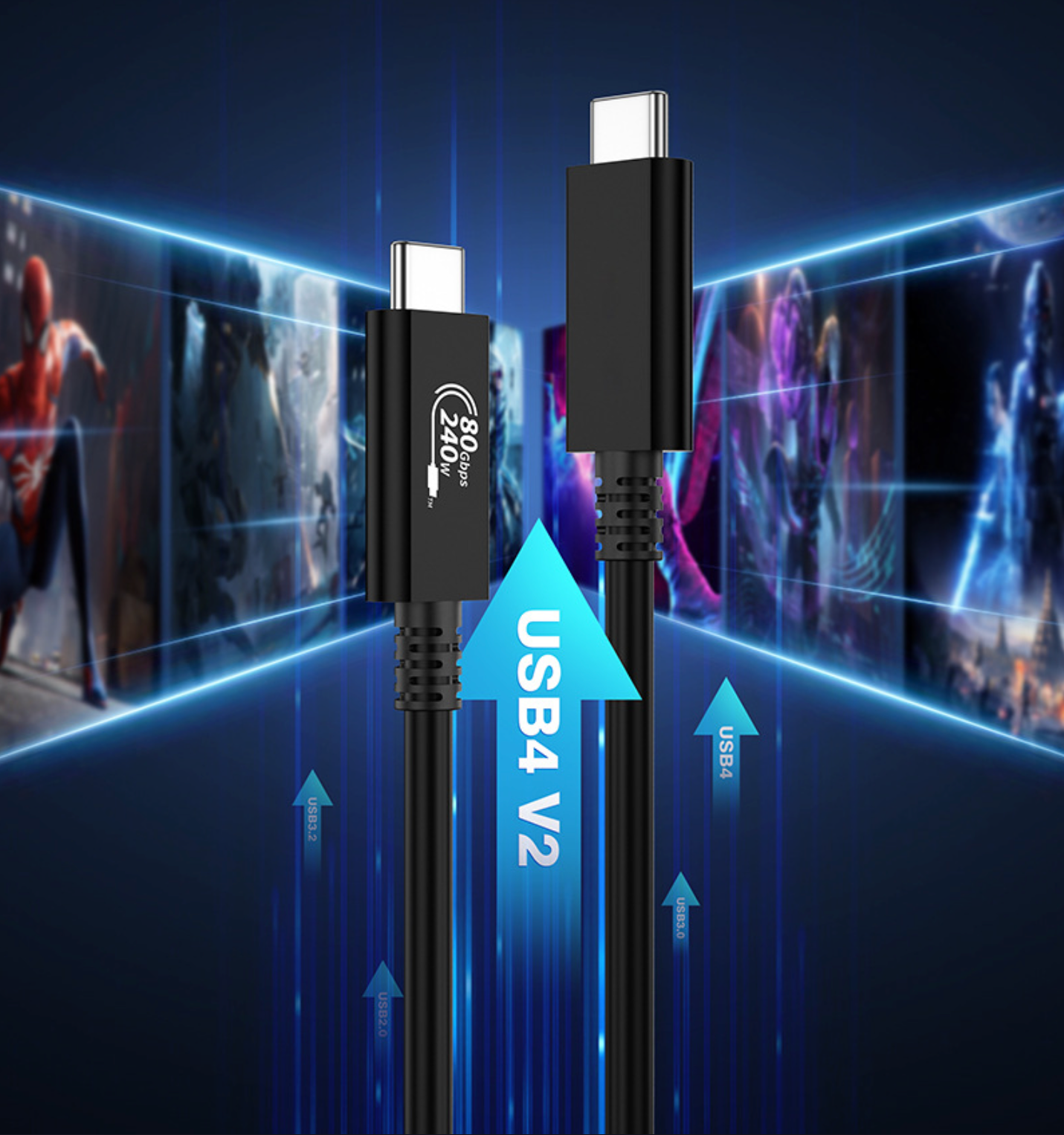 USB4 Gen4 80Gbps Thunderbolt 5 Cable | 240W PD Fast Charging | Bi-Directional