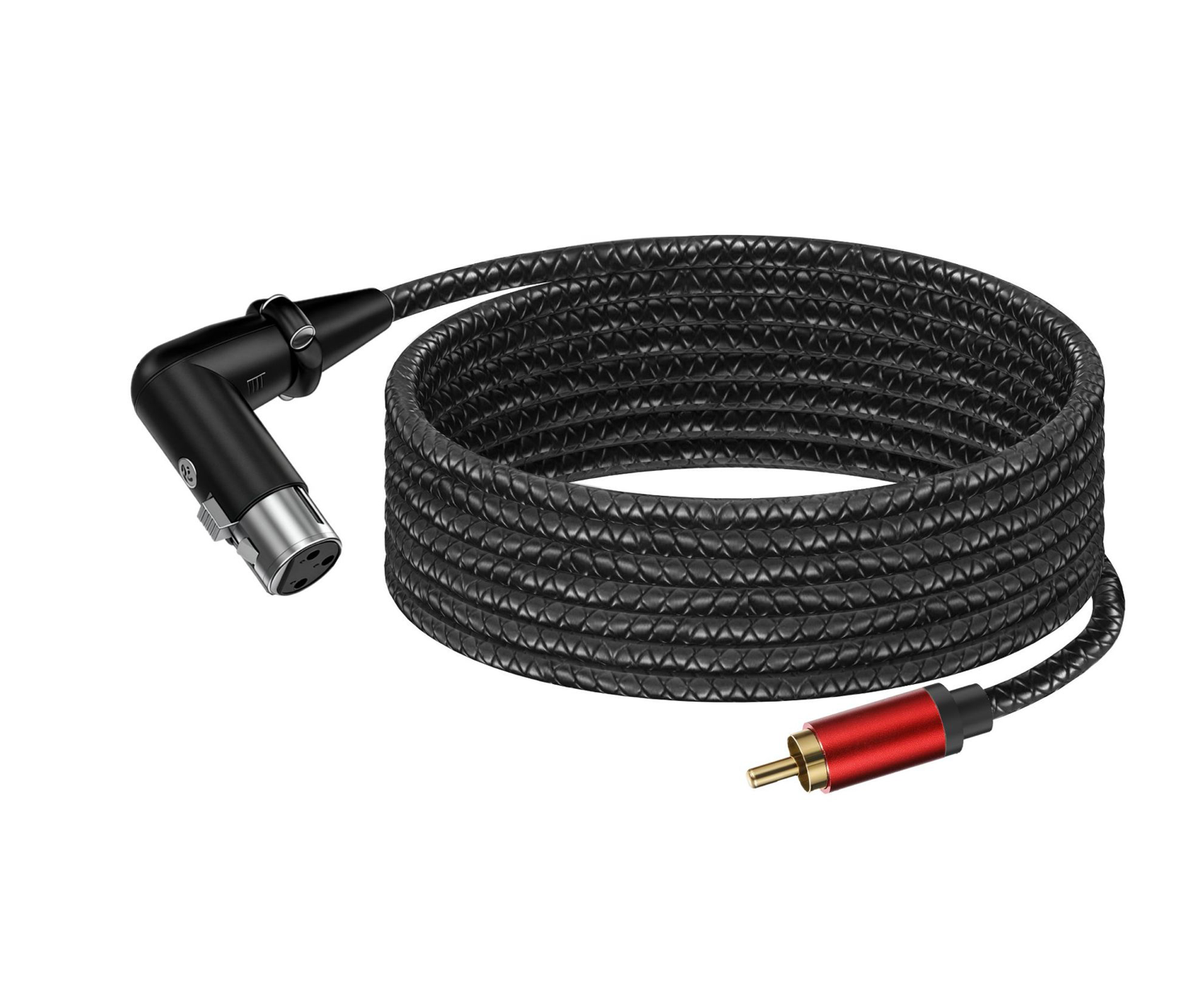 RCA Male to 3 Pin XLR Angled Female Audio Cable – Stereo Adapter Connector for Microphone, Mixer & Pro Audio
