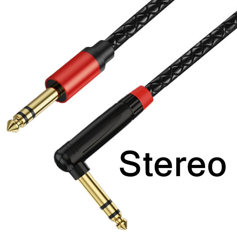 Braided TRS stereo instrument cable with right-angle plug