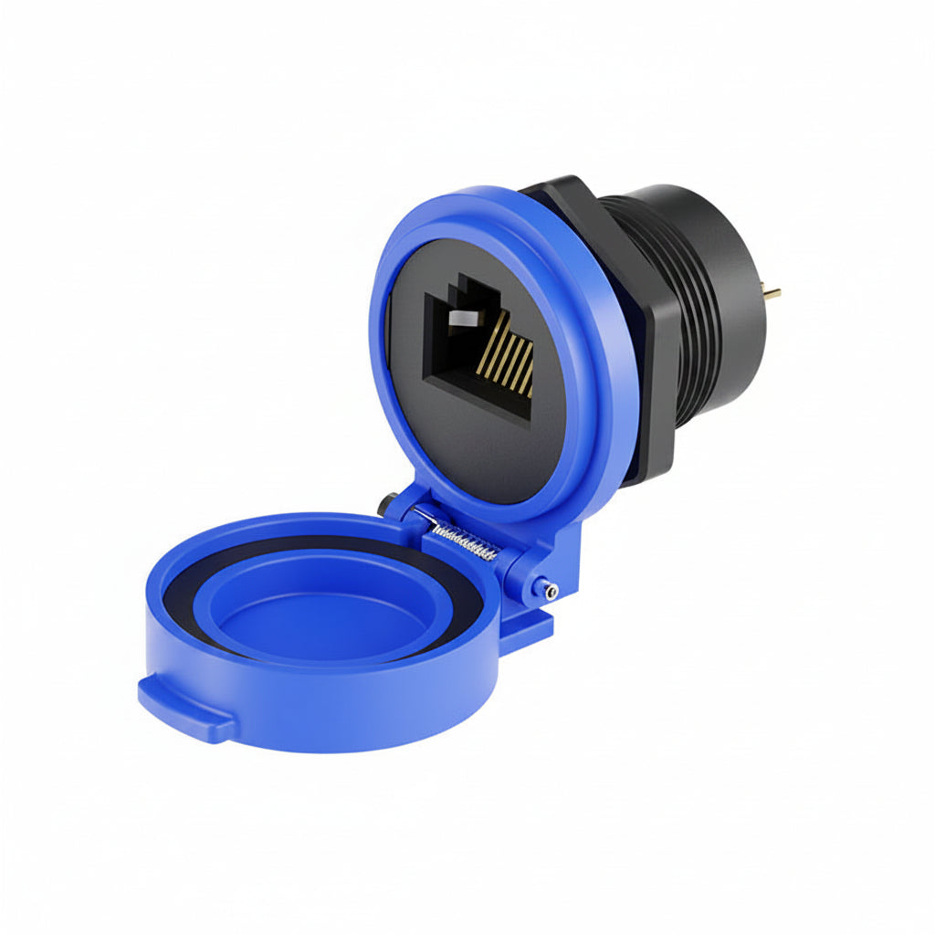 Blue RJ45 solder pin waterproof connector